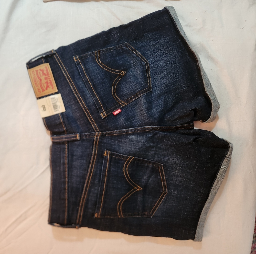 Sold-Levi's Women's Dark Blue Denim Rolled Cuff Shorts